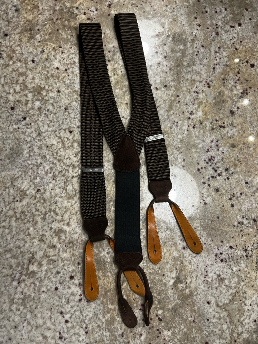 Trafalgar Brown & Tan Striped Men’s Suspenders